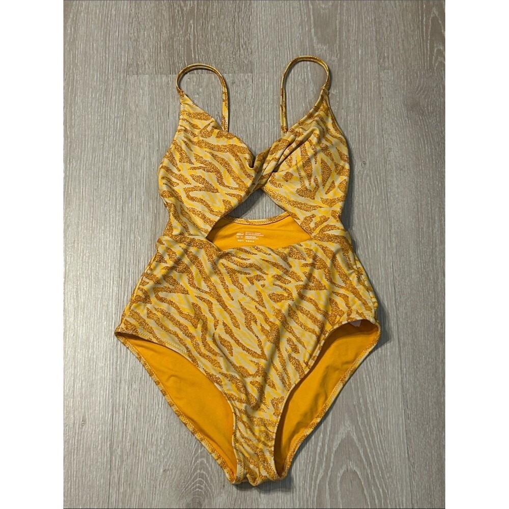 Aerie NWOT Real Good Colorful Animal Print Twist CutOut One Piece Swimsuit Sz XS
